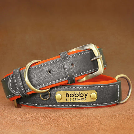 Customized PU Leather Dog Collar with Nameplate