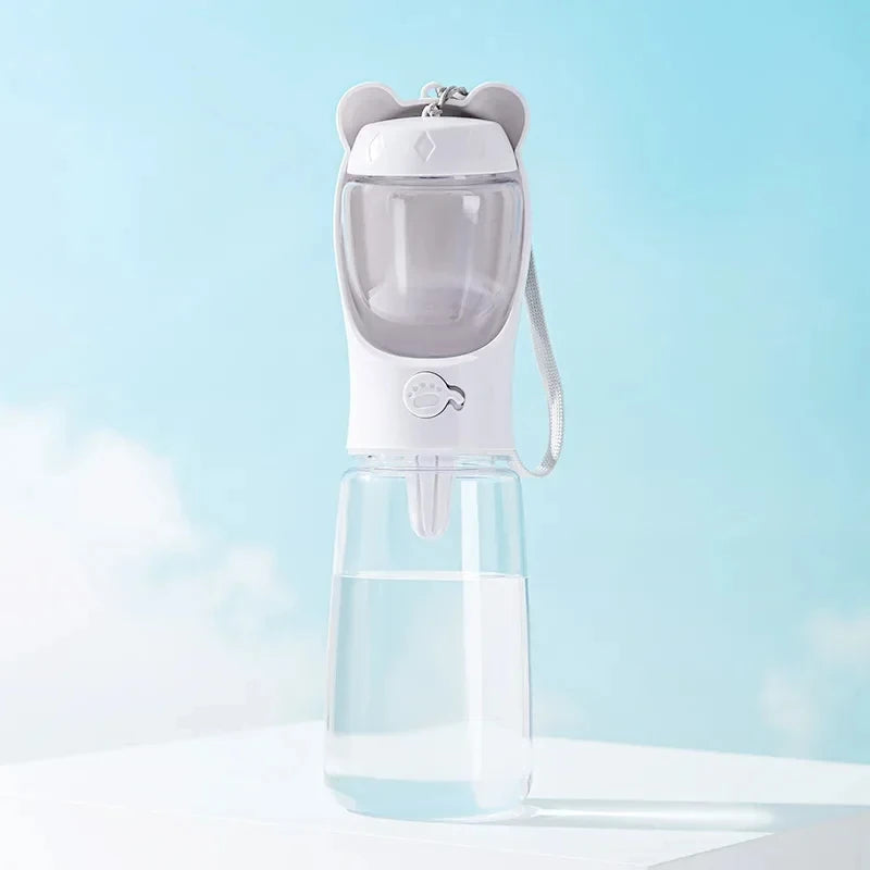 Botella de agua portátil para perros con contenedor de comida