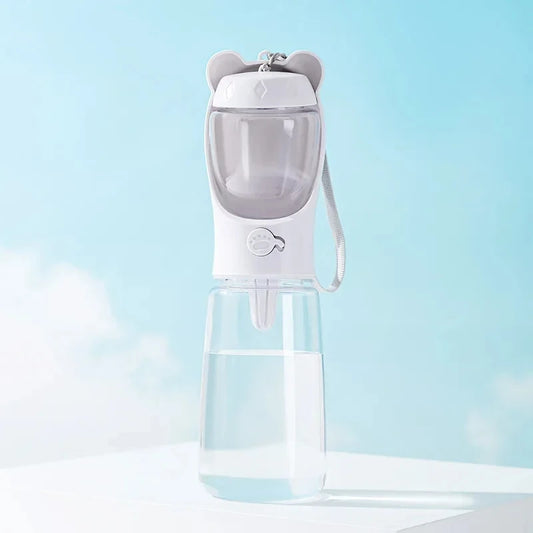 Botella de agua portátil para perros con contenedor de comida