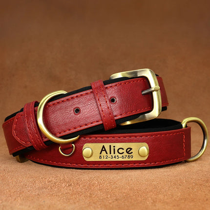 Customized PU Leather Dog Collar with Nameplate