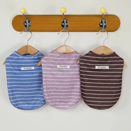 Chaleco a rayas para perro de primavera y verano: camiseta suave y transpirable