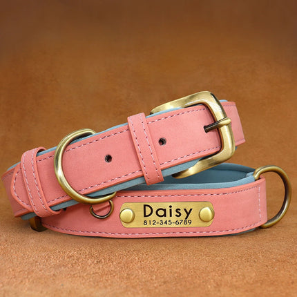 Customized PU Leather Dog Collar with Nameplate