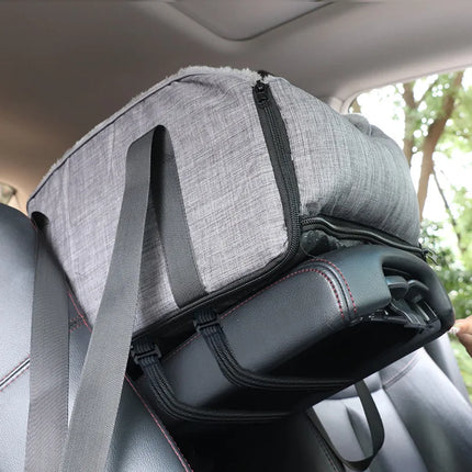 Portable Pet Car Seat with Armrest Pillow