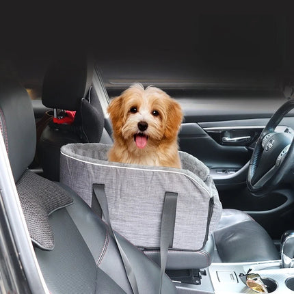 Portable Pet Car Seat with Armrest Pillow