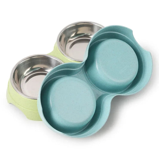Cuencos dobles de acero inoxidable para perros