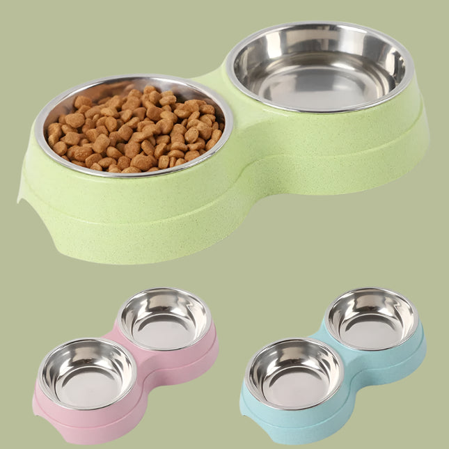 Cuencos dobles de acero inoxidable para perros