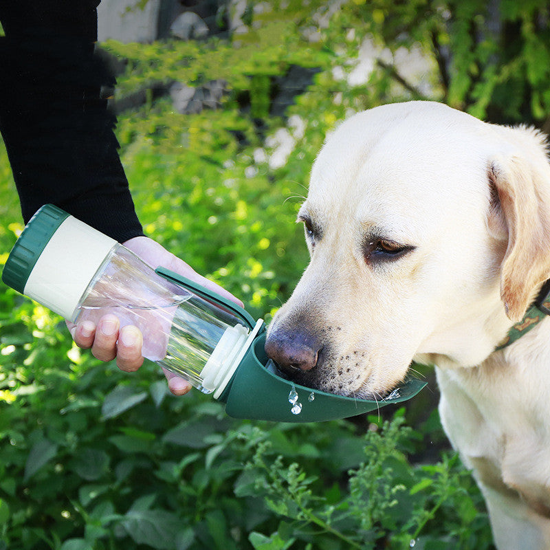 Wonderful 2-in-1 portable silicone water bottle with food dispenser. - Best Canine Bargains