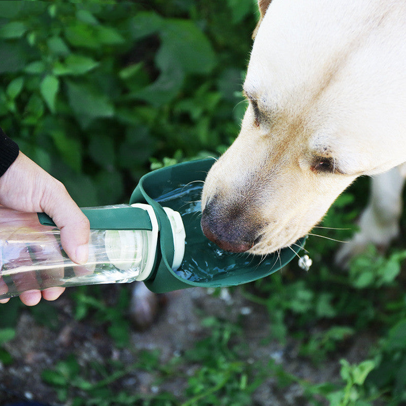 Wonderful 2-in-1 portable silicone water bottle with food dispenser. - Best Canine Bargains